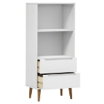 Libreria MOLDE Bianca 60x35x133,5 cm in Legno Massello di Pino