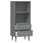 Libreria MOLDE Grigia 60x35x133,5 cm in Legno Massello di Pino