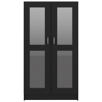 Armadietto con Vetrina Nero 82,5x30,5x150 cm in Truciolato