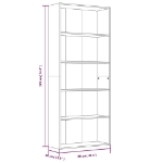 Libreria 5 Ripiani Grigio Sonoma 80x30x189 cm Legno Multistrato