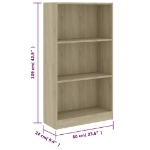 Libreria a 3 Ripiani Sonoma 60x24x109 cm in Legno Multistrato