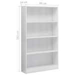 Libreria a 4 Ripiani Bianco Lucido 80x24x142 cm in Truciolato