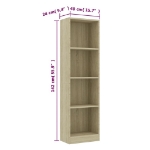 Libreria a 4 Ripiani Rovere Sonoma 40x24x142 cm in Truciolato