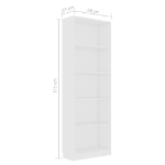 Libreria a 5 Ripiani Bianca 60x24x175 cm in Legno Multistrato