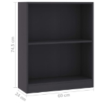 Libreria Grigia 60x24x74,5 cm in Legno Multistrato