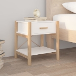 Tavolino da Letto Bianco 42x38x45 cm in Legno Multistrato