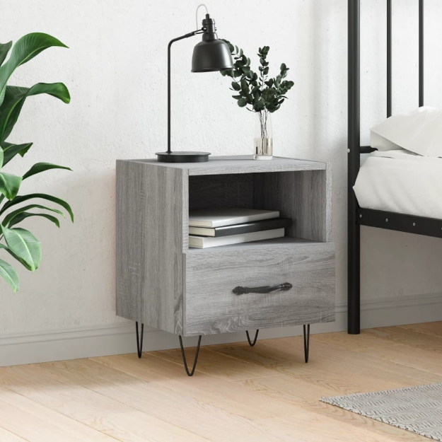 Comodino Grigio Sonoma 40x35x47,5 cm in Legno Multistrato