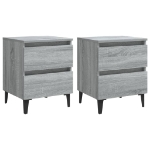 Comodini con Gambe in Metallo 2 pz Grigio Sonoma 40x35x50 cm