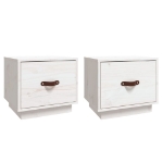 Comodini 2 pz Bianco 40x34x35 cm in Legno Massello di Pino