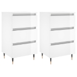 Comodini 2 pz Bianco Lucido 40x35x69 cm in Legno Multistrato