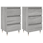 Comodini 2pz Grigio Sonoma 40x35x69 cm in Legno Multistrato