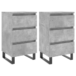 Comodini 2 pz Grigio Cemento 40x35x69 cm in Legno Multistrato