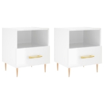 Comodini 2 pz Bianco Lucido 40x35x47,5 cm in Legno Multistrato