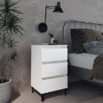 Comodino con Gambe in Metallo 2 pz Bianco 40x35x69 cm