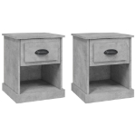 Comodini 2 pz Grigio Cemento 39x39x47,5 cm in Legno Multistrato