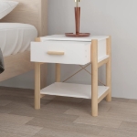 Tavolino da Letto Bianco 42x38x45 cm in Legno Multistrato