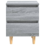 Comodini Gambe in Legno Massello 2 pz Grigio Sonoma 40x30x50 cm