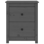 Comodino Grigio 50x35x61,5 cm in Legno Massello di Pino