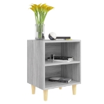 Comodini Gambe in Legno Massello 2 pz Grigio Sonoma 40x30x50 cm