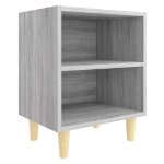 Comodini Gambe in Legno Massello 2 pz Grigio Sonoma 40x30x50 cm