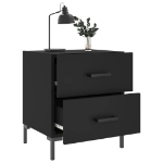 Comodino Nero 40x35x47,5 cm in Legno Multistrato