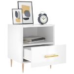 Comodini 2 pz Bianco Lucido 40x35x47,5 cm in Legno Multistrato