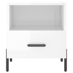 Comodino Bianco Lucido 40x35x47,5 cm in Legno Multistrato