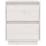 Comodino Bianco 40x35x50 cm in Legno Massello di Pino