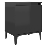 Comodini con Gambe in Metallo 2 pz Nero Lucido 40x30x50 cm