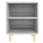 Comodini Gambe in Legno Massello 2 pz Grigio Sonoma 40x30x50 cm