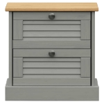 Comodino VIGO Grigio 42x35x40 cm in Legno Massello di Pino