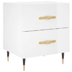 Comodini 2 pz Bianco Lucido 40x35x47,5 cm in Legno Multistrato