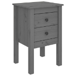 Comodini 2 pz Grigia 40x35x61,5 cm in Legno Massello di Pino