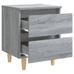 Comodini Gambe in Legno Massello 2 pz Grigio Sonoma 40x30x50 cm