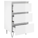 Comodini 2 pz Bianco Lucido 40x35x69 cm in Legno Multistrato