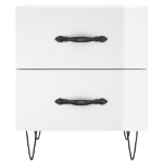 Comodino Bianco Lucido 40x35x47,5 cm in Legno Multistrato