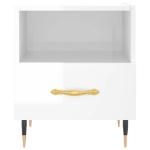 Comodini 2 pz Bianco Lucido 40x35x47,5 cm in Legno Multistrato