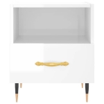 Comodini 2 pz Bianco Lucido 40x35x47,5 cm in Legno Multistrato