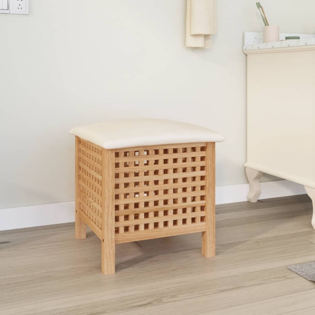 MiCasa Italia. Sgabello da Bagno 48x47,5x52 cm in Legno Massello di Noce