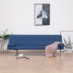 Divano Letto con Due Cuscino in Poliestere Blu