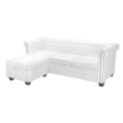Divano Chesterfield a L in Finta Pelle Bianco