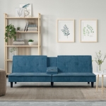 Divano Letto con Portabicchieri in Velluto Blu