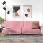 Divano Letto con Portabicchieri in Velluto Rosa