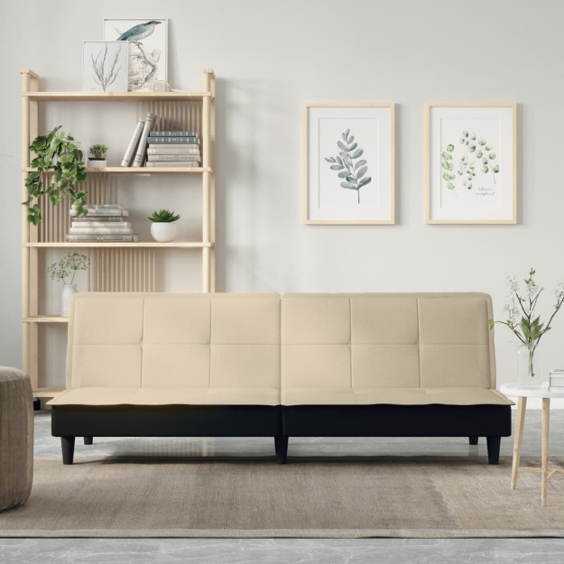 Divano Letto Crema in Tessuto