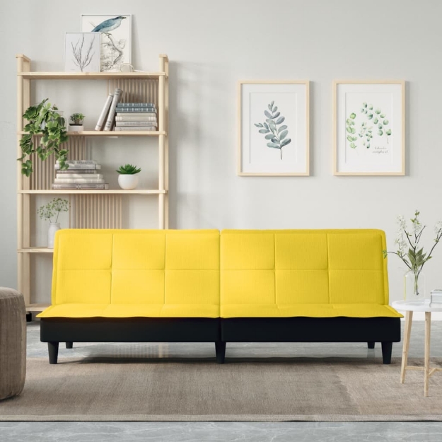 Divano Letto Giallo Chiaro in Tessuto