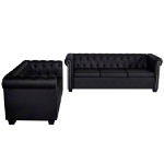 Divani Chesterfield a 2 Posti e a 3 Posti in Similpelle Nero