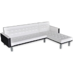 Divano Letto a L in Pelle Artificiale Bianco