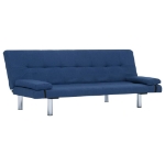 Divano Letto con Due Cuscino in Poliestere Blu