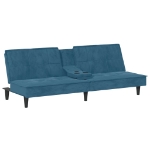 Divano Letto con Portabicchieri in Velluto Blu