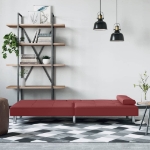 Divano Letto con Portabicchieri in Similpelle Rosso Vino